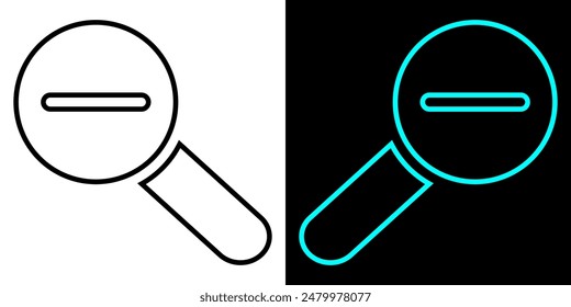 Zoom out and Zoom in icons. Magnifying glass icons with minus and plus signs.