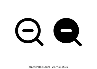 Zoom Out Icons in Outline and Solid Vector.
