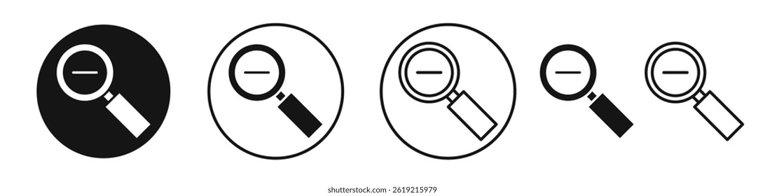 Iconos de zoom en negro sólido y estilo de línea de trazo