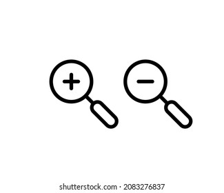 Zoom In and Zoom Out Icons. Simple zoom in, zoom out, magnifier glass icons, symbols. Vector illustration. Magnifying Glass Icon, magnifying glass, search icon, magnifying glass icon vector