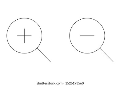 Zoom in and zoom out icons vector set - enlarge,reduce illustration