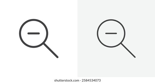 Zoom out icons vectors illustrations in black fill and liner versions