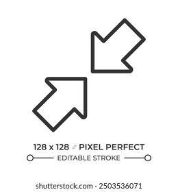 Zoom out linear icon. Symbolizing interaction, connection or focus. User interface arrows. Web design. Thin line illustration. Contour symbol. Vector outline drawing. Editable stroke