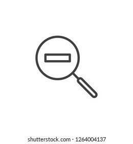 Zoom out Magnification outline icon. linear style sign for mobile concept and web design. Magnifier with minus simple line vector icon. Symbol, logo illustration. Pixel perfect vector graphics