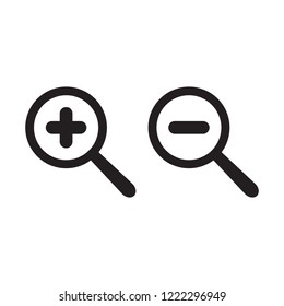 Zoom in and Zoom out magnifying glass icon vector