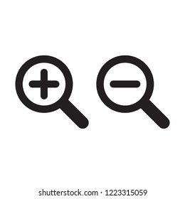 Zoom in and Zoom out magnifying glass icon vector