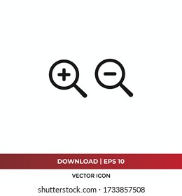 Zoom in and Zoom out Magnifying glass icon vector. Zoom and Zoom out sign