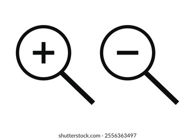 Zoom in and out magnifying glass icon vector.