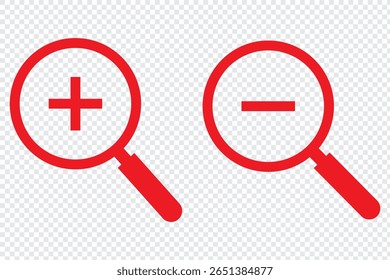 Zoom in out magnifying glass icon vector in flat style