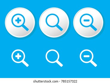 Zoom in and out magnifying glass icon vector. Search icons