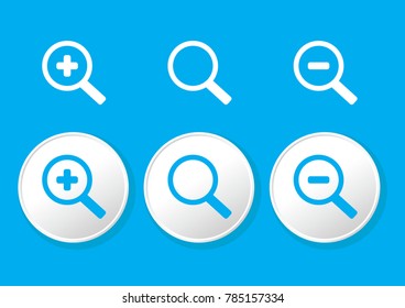 Zoom in and out magnifying glass icon vector. Search icons