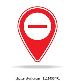 zoom out map pin icon. Element of warning navigation pin icon for mobile concept and web apps. Detailed zoom out map pin icon can be used for web and mobile on white background
