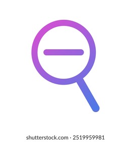 Um ícone de vetor de lente com menos ou menos zoom encontrado em elementos de um site ou aplicativo móvel, o símbolo reduz o contorno do design.