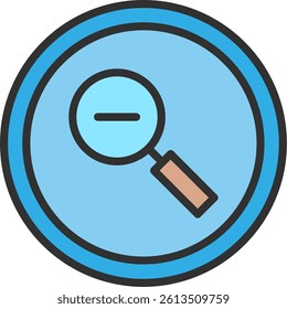 Zoom Out Outline Filled Style Icon