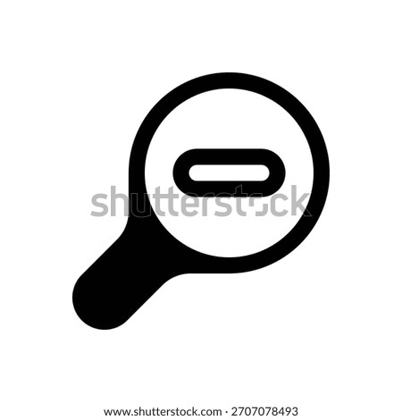 Zoom out. Outlined stroke vector icon with black-filled details.