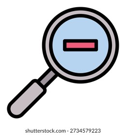 Zoom Out Search Vector Icon, User Interface Related Lineal Colour Style Vector Icon.