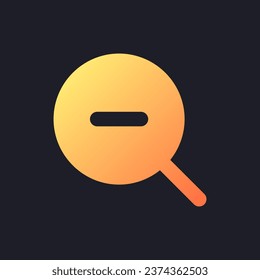 Zoom out transition orange solid gradient ui icon for dark theme. Video editing menu. Widen shot. Filled pixel perfect symbol on black space. Modern glyph pictogram for web. Isolated vector image