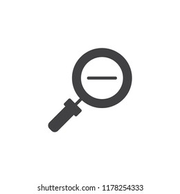 Zoom out vector icon. filled flat sign for mobile concept and web design. Magnifying glass with minus simple solid icon. Symbol, logo illustration. Pixel perfect vector graphics