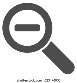 Zoom Out vector icon. Illustration style is a flat iconic grey symbol on a white background.