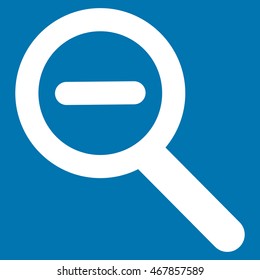 Zoom Out vector icon. Style is linear flat icon symbol, white color, blue background.