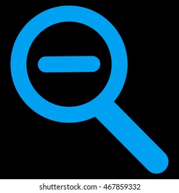 Zoom Out vector icon. Style is outline flat icon symbol, blue color, black background.