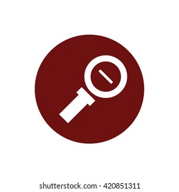 Zoom out vector icon. White magnifying glass vector illustration. Red circle. Red button