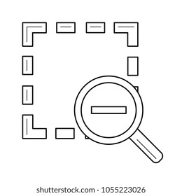 Verkleinern Sie das Vektorgrafik-Symbol einzeln auf weißem Hintergrund. Verkleinern Sie das Zeilensymbol für Infografik, Website oder App. Symbol auf einem Gittersystem entworfen.