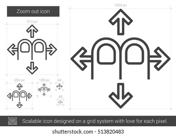 Alejar el icono de línea vectorial aislado en el fondo blanco. Icono de línea de alejamiento para infografía, sitio web o aplicación. Icono escalable diseñado en un sistema de cuadrícula.
