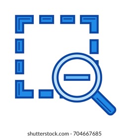 Reduzir ícone de linha de vetor isolado no plano de fundo branco. Reduzir ícone de linha para infográfico, site ou aplicativo. Ícone azul projetado em um sistema de grade.