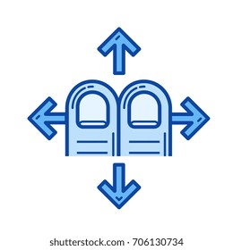 Zoom out vector line icon isolated on white background. Zoom out line icon for infographic, website or app. Blue icon designed on a grid system.