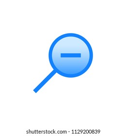 Zoom out vector pictogram. Blue line icon with gradient fill of set Simple Line Filled