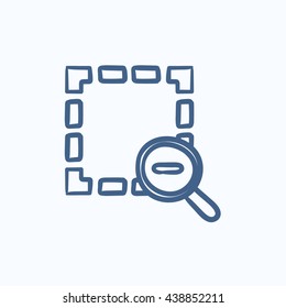 Reduzir ícone de esboço vetorial isolado no plano de fundo. Ícone de Reduzir desenho à mão. Reduzir ícone de esboço para infográfico, site ou aplicativo.