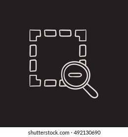 Zoom out vector sketch icon isolated on background. Hand drawn Zoom out icon. Zoom out sketch icon for infographic, website or app.