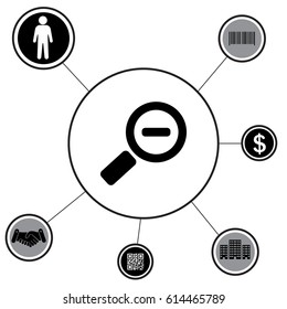 Zoom out, web icon. Vector design