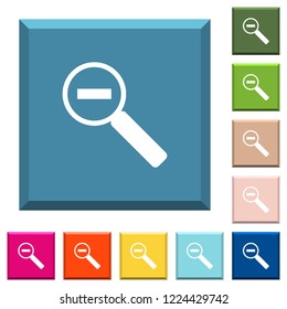 Zoom out white icons on edged square buttons in various trendy colors