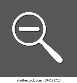 Zoom out - white vector  icon with shadow