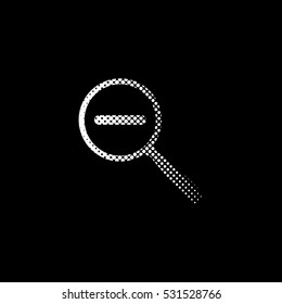 Zoom out - white vector icon ; halftone illustration