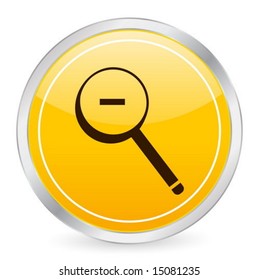 Zoom out yellow circle icon. Vector illustration.