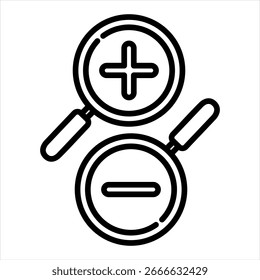 Vektorgrafik mit Zoom-Umrisssymbol