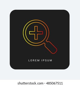 Zoom In Red & Orange gradient attractive line thin icon / logo design