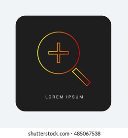 Zoom In Red & Orange gradient attractive line thin icon / logo design