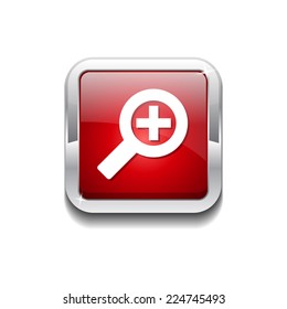 Zoom In Red Vector Icon Button