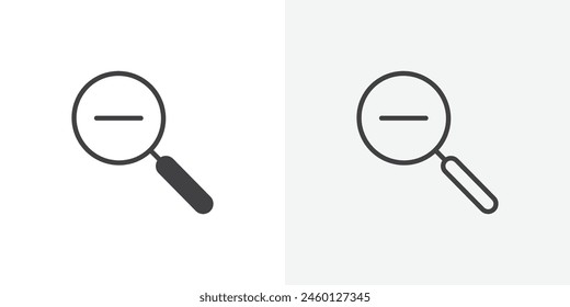 Zoom Reduction Icon Set. Vector symbol for decreasing magnification with a minus.