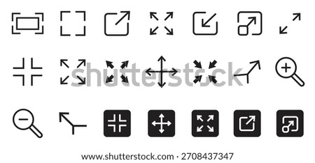 Zoom and Resize Line Icon Set