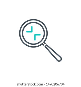 zoom scale with magnifier glass outline flat icon. Single quality outline logo search symbol for web design mobile app. Thin line design logo sign. Loupe zooming lens icon isolated on white background