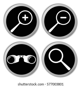 Zoom and search icons - vector stickers  set