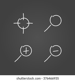 Zoom set icons draw effect. Vector illustration.