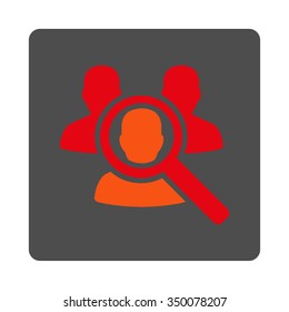 Zoom Sickness vector icon. Style is flat rounded square silver button with red symbol, white background.