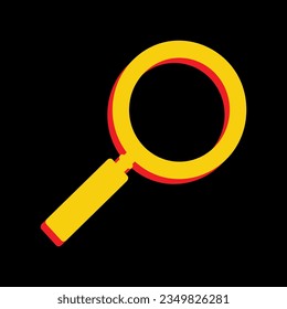 Zoom sign illustration. 3D Extruded Yellow Icon with Red Sides a Black background. Illustration.