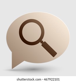 Zoom sign illustration. Brown gradient icon on bubble with shadow.